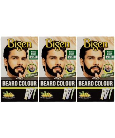 3 x Bigen Men's Beard Color |No ammonia formula with aloe extract & olive oil |Covers gray hair leaves no stains long -lasting results102 Braun-Schwarz Brown