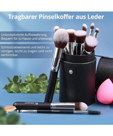 Beakey Makeup Brush Set for Women & Girls | 10+2PCs Foundation Blending Powder Blush Eye Shadow with Sponge & Cleaning Egg - Black/Silver - Buy Online on GoSupps.com