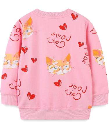Girls Cotton Sweatshirt for Kids | Casual Long Sleeve Pullover Top | Ages 1-12 Years | 6-7 Years | Cute Cats Design - Buy Online on GoSupps.com