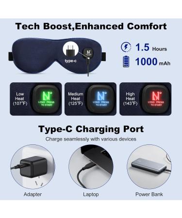 Aroma Season Heated Eye Mask Silk Cordless Warm Eye Compress for Dry Eyes Blepharitis MGD Washable Moist Heat Treatment to Unclog Lacrimal Glands (Navy Blue) - Buy Online on GoSupps.com