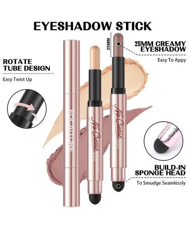 FOCALLURE 2PCS Eyeshadow Stick | Shimmer & Matte Cream Pencil Crayon | Long Lasting & Waterproof | Blendable Brightener Stick - Buy Online on GoSupps.com
