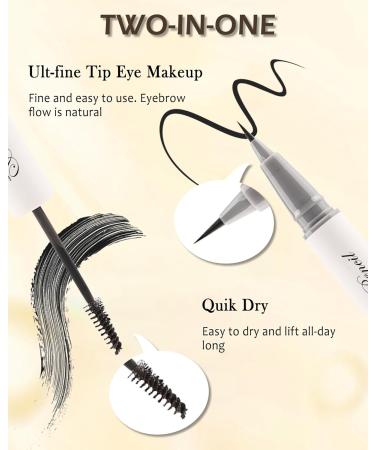 Eyebrow Gel & Pencil 2-in-1 Brown Waterproof Liquid Eyebrow Pen Long Lasting Tinted Brow Gel Smudge-proof Strong Hold Thickening Eyebrow Mascara Tint Pen Brow Fast Sculpt Lift Snatch Brow Pencil - Buy Online on GoSupps.com