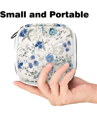 GIAPB Sanitary Napkin Storage Bag | Blue Flower Background | Period & Tampon Makeup Pouch - Buy Online on GoSupps.com