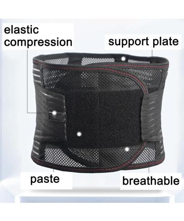 ZWEBY Adjustable Light Back Bandage with Support Plates - Breathable Mesh for Lower Back Pain Relief - Durable Double Lumbar Pads - Black - Buy Online on GoSupps.com
