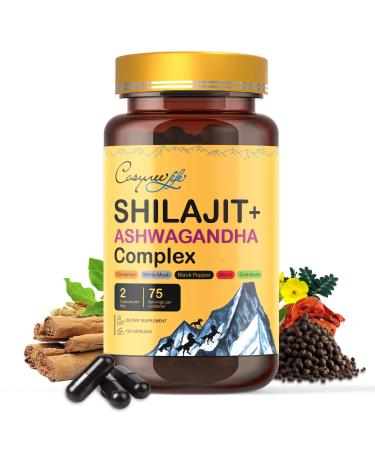 Himalayan Shilajit Capsules Shilajit for Men & Women Shilajit Capsules with Ashwagandha White Musli & Gokshura Herbal Shilajit Supplement with Black Pepper & Cinnamon 75 Days (150 Capsules). Shilajit Complex 150 Count (