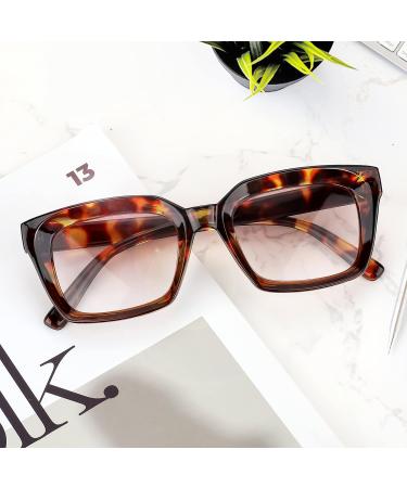 FEISEDY Reader Sunglasses B2895 - Tinted Reading Glasses for Women & Men | Square Leopard Frame & Gradual Tea Lens 2.5x - International Shipping Available - Buy Online on GoSupps.com
