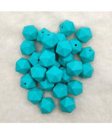 30pcs Turquoise Color 14mm Silicone Polyhedron Beads - Ideal for Mom's Jewelry Making - Buy Online on GoSupps.com