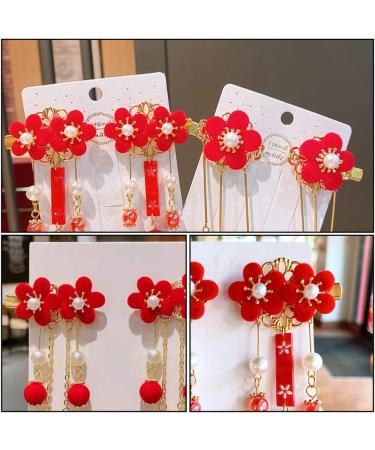 Lurrose Hanfu Headwear Cosplay Girl Chinese Flower Dangling Bead Hair Pin Tassel Hairpin Jewelry Vintage Hair Clip for Kimono Yukata Bride Geisha Antiquity 1 Pair - Buy Online on GoSupps.com