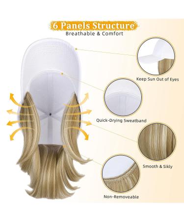 Lansigreen Baseball Cap with Hair Extensions - Short Straight 14'' Synthetic Hairpiece - Ash Blonde Mix Bleach Blonde - Women's Wig Hat - Buy Online on GoSupps.com