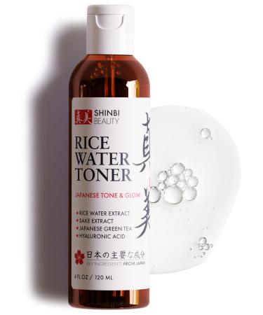 Shinbi Beauty Japanese Rice Water Toner - Contains Sake Extract Green Tea & Hyauronic Acid - 99% Naturally Derived - 4 FL OZ