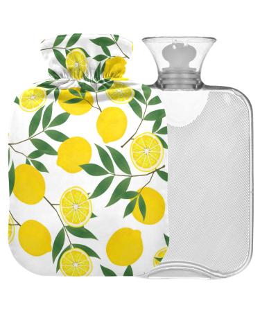 Naanle yellow lemon summer hot water bottle with reference transparent hot water bottle 1l warm steadel for bed handfoot warmer pain relief warmth and cold therapy
