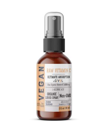 GIVOL Organic Raw Vitamin C Mist (L-Ascorbic Acid) Extra Strength-Liquid Extract for Kids & Adults - Immune Boost - Vegan- Easy Absorption - Orange/Strawberry Flavor- Non-GMO - 2 oz - Buy Online on GoSupps.com