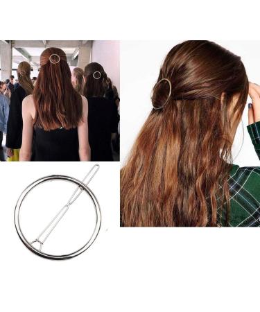 Stylish 2pcs Women's Hollow Round Geometric Metal Hair Clips - Gold & Silver - Buy Online on GoSupps.com