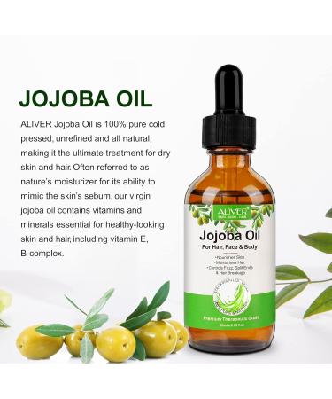 Organic Jojoba Oil 100% Pure Jojoba Oil for Hair Growth and Skin Care Moisturizing Oil for Face Body Hair Beard Nails 60 mL - Buy Online on GoSupps.com