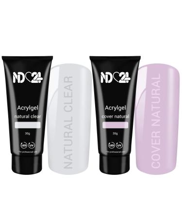 Poly Acrylic Gel Tube Set - Clear + Cover Natural (2 x 30g)