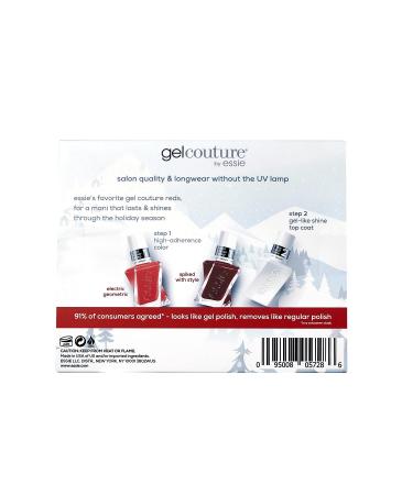 Essie Gel Couture 8-Free Vegan Holiday Longwear Nail Polish Set - Express Reds for Lasting Shine | 3 Piece Kit - Buy Online on GoSupps.com