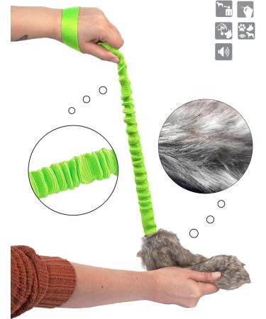 Dingo Dog Toy - Squeaky Fur Green Bungee Handle Tug & Training Game for Dogs | Fleece Mop Sausage 15584-2 - Buy Online on GoSupps.com