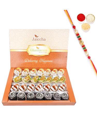 Jaiccha Ghasitaram Rakhi Gifts for Brothers Dryfruit Fancy Sweets 800 GMS with Beads Rakhi