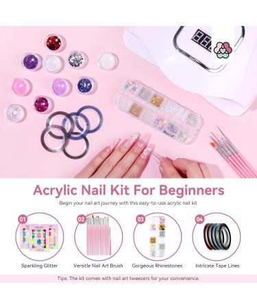 Saviland Acrylic Nail Kit for Beginners | Complete Nail Tools with Keratin Powder Castor Oil Gel Polish & 180W Nail Lamp - Buy Online on GoSupps.com