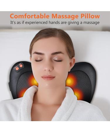 Shiatsu Massager & Massage Pillow for Neck Shoulder & Back - Heated Rotating Massage Head - Perfect Mother's Day Gift - Black - Buy Online on GoSupps.com