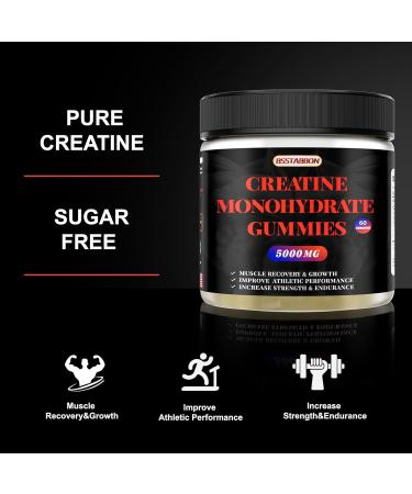 Creatine Monohydrate Gummies 5000mg - 60 Count for Muscle Strength & Energy Boost | Buy Now for Men & Women - International Shipping Available - Buy Online on GoSupps.com