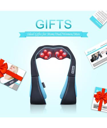 Shiatsu Neck Shoulder Back Massager with Heat - Deep Kneading Massage for Men, Women, Mom, Dad - Blue - Buy Online on GoSupps.com
