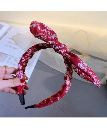 Lvyeer 4 Pack Paisley Print Bow Headbands for Women - Rabbit Ear Headwrap Hair Accessories for Girls - Style1 (White Red Navy Blue Black) - Buy Online on GoSupps.com