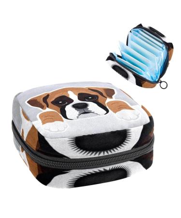 GIAPB Period Bag Sanitary Napkin Storage Bag Period Pouch Travel Makeup Bag Boxer Dog Color1941