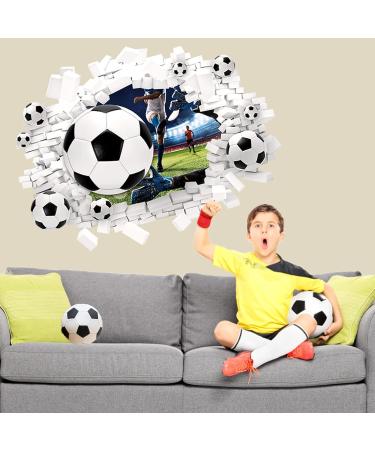 Large 3D Football Wall Sticker- Boys Bedroom Decor | Football Player Decal for Nursery | Soccer Wall Art for Kids Room - Buy Online on GoSupps.com