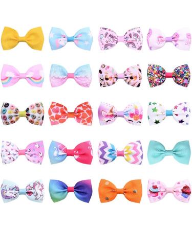 40PCS Unicorn Baby Girls Hair Bows Alligator Clips - Grosgrain Ribbon Barrettes for Kids - Buy Online on GoSupps.com