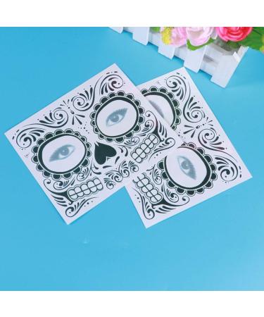 Frcolor 2pcs Temporary Skeleton Tattoos Day of The Dead Supplies Waterproof Face Tattos for Halloween - Buy Online on GoSupps.com