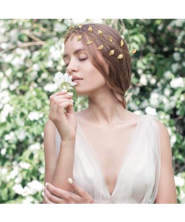Gold Leaf Wedding Hair Vine Headband Set - Bridal & Bridesmaid Hair Accessories for Baby Shower, Photos, Greek or Roman Costume - 13.5 Inches - Buy Online on GoSupps.com