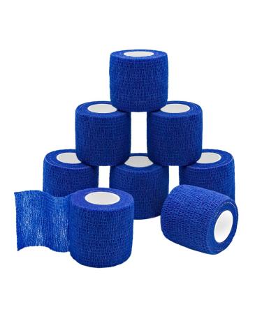 GooGou Self Adherent Wrap Bandages Self Adhering Cohesive Tape Elastic Athletic Sports Tape for Sports Sprain Swelling and Soreness on Wrist and Ankle 8PCS 2 in X 14.7 ft (Blue)