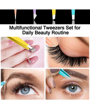 4-Piece Stainless Steel Tweezers Set for Ingrown Hairs - Facial Hair Removal for Men & Women (Multi-Colored) - Buy Online on GoSupps.com