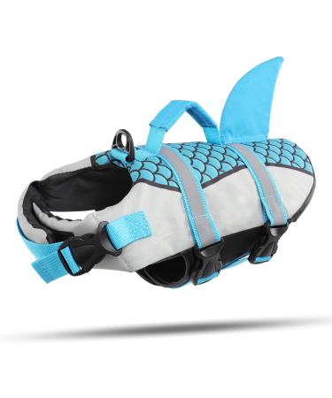Cit toile Dog Swimming Vest Shark Life Jacket for Small Medium & Large Dogs | Reflective Handle | Protects Dogs in Water - Blue Size M - Buy Online on GoSupps.com