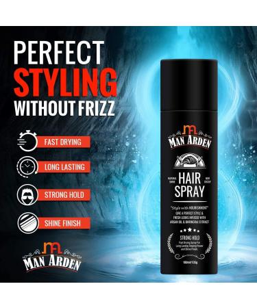 Ma'n Ard'en Hair Spray - Strong Hold Styling with Nourishment - Argan Oil and Bhringraj 180 ml Black - Buy Online on GoSupps.com