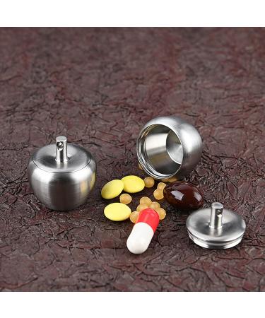 Stainless Steel Apple Shaped Pill Case - Portable Metal Medicine Box Keychain Holder for Travel & Outdoor Use - Buy Online on GoSupps.com