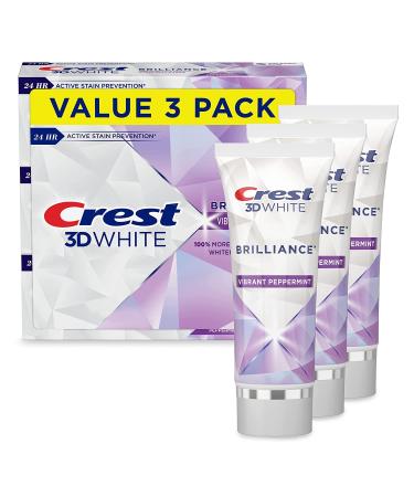 Crest Toothpaste 3D White Brilliance Vibrant Peppermint 4.1oz (Pack of 3)