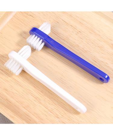 EXCEART 2pcs Dual Heads False Teeth Brushes - T-Shape Denture Cleaning Tool (White + Blue) - Buy Online on GoSupps.com