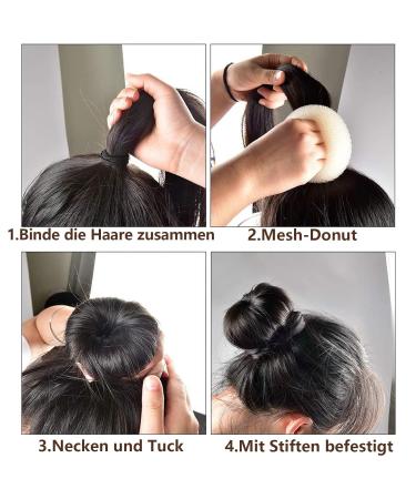 VEGCOO 6-Piece Donut Bun Maker Set - Hair Styling Aid Nylon Hair Ties Cream White - Perfect for Effortless Hairstyles - Buy Online on GoSupps.com