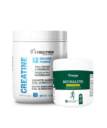 Evolution Advance Nutrition Reumaleve Joint Support Supplement Glucosamine, Non-GMO (60 Capsules)+Creatine Monohydrate Powder 5000mg