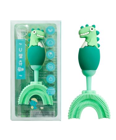 ZMRZ Toddler U-Shaped Toothbrush for Age 2-6 Years, Training Toothbrush, Food Grade Soft Silicone Brush Head, 360 Oral Teeth Cleaning Design for Kids, U-Shape Extra Soft Toothbrush for Children U-shape Green