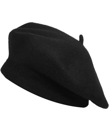 ZLYC Wool French Beret Hat | Solid Color Cap for Women and Girls - Black - Buy Online on GoSupps.com