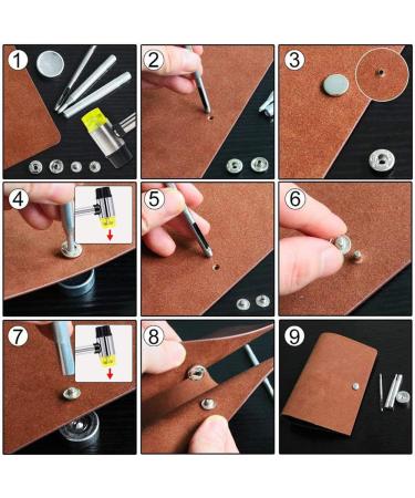 Qfun 120 Set Snap Fasteners Kit | 12mm Metal Button Snaps with Tools and Hammer | Ideal for Clothes, Jackets, Jeans, Bags | 4 Color Leather Snaps Included - Buy Online on GoSupps.com