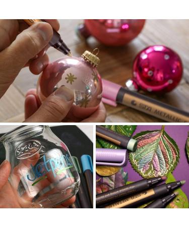 Metallic Marker Pens Set - 10 Colors for Black Paper, Rock Painting, Scrapbooking, DIY Crafts | Medium Tip Paint Markers for Ceramics, Glass, Photo Albums & More - Buy Online on GoSupps.com