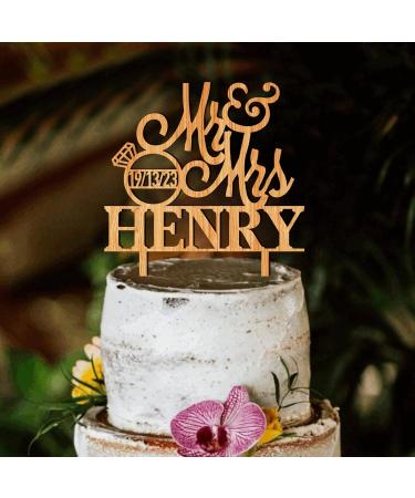 Personalised Wedding Cake Toppers Wooden Wedding Anniversary Cake Topper MR & MRS Wedding Cake Decorations for Wedding Party Wedding Cake Toppers with Any Name Mr&mrs - Buy Online on GoSupps.com