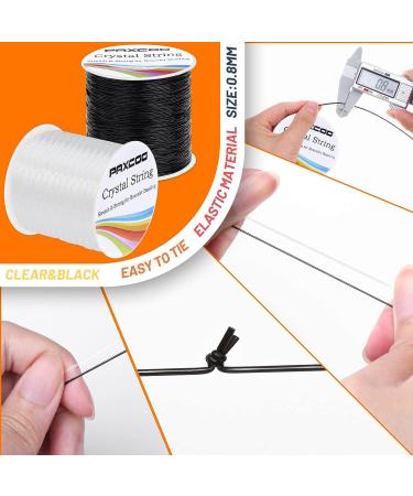 Paxcoo 2 Rolls 0.8mm Elastic Stretchy Bead String Cord for Jewelry Making - Crystal & Black Bracelet String - Buy Online on GoSupps.com