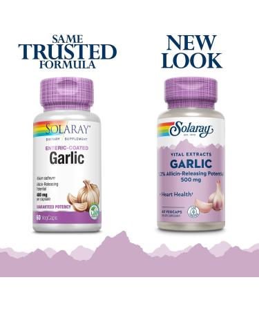Solaray Enteric Coated Garlic 500mg - 60 Veggie Capsules for Heart Health - Buy Online on GoSupps.com