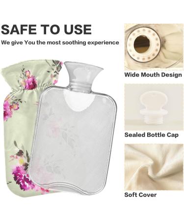 NAANLE 2L Hot Water Bottle with Watercolor Flower Cover - Relieve Back Pain & Enhance Heat Therapy - Transparent Design for Hand & Neck Comfort - Buy Online on GoSupps.com