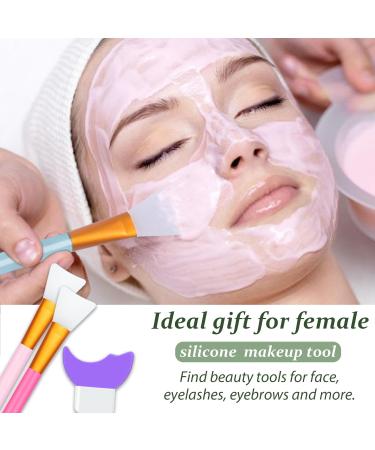 ETIAL Face Mask Applicator Tool Set - 3pcs Soft Silicone Makeup Brushes for Masks & Lotion | Multifunctional Eyelash Shield for Smudge-Free Eye Makeup - Purple - Buy Online on GoSupps.com